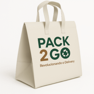 Modelo de aplicação de logo e cores na nossa sacola térmica